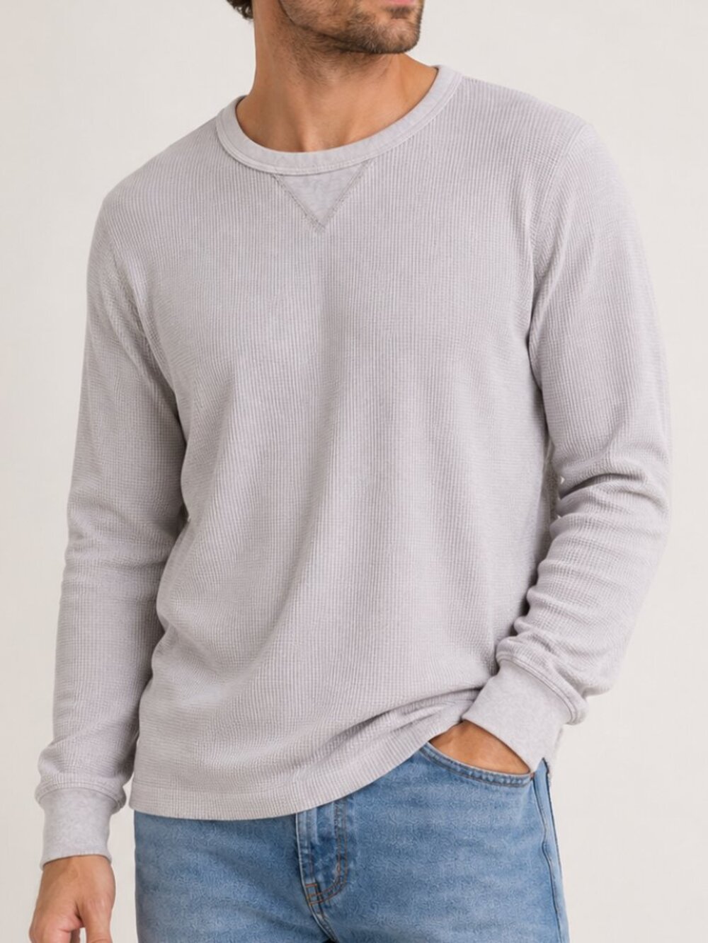 Eddie Bauer Men’s Large Waffle Knit Thermal Long Sleeve Shirt 100% Cotton